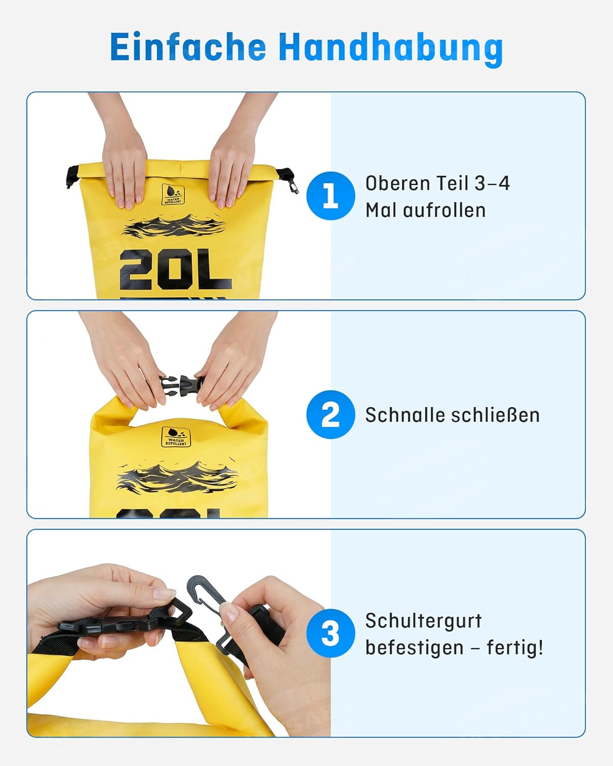 WATSABRO Dry Bag wasserdichte Tasche Rucksack + wasserdichte Handyhuelle