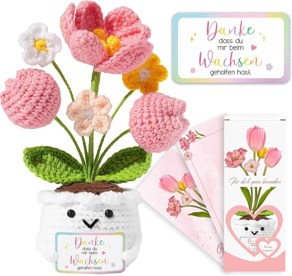 Muttertagsgeschenk Rosa Tulpe mit Energiekarte Geschenk fuer Mama Frau
