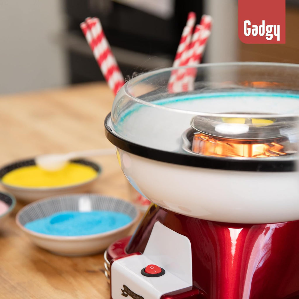Gadgy Zuckerwattemaschine 500W Retro 22 cm Rot/Weiss fuer Zucker & Bonbons