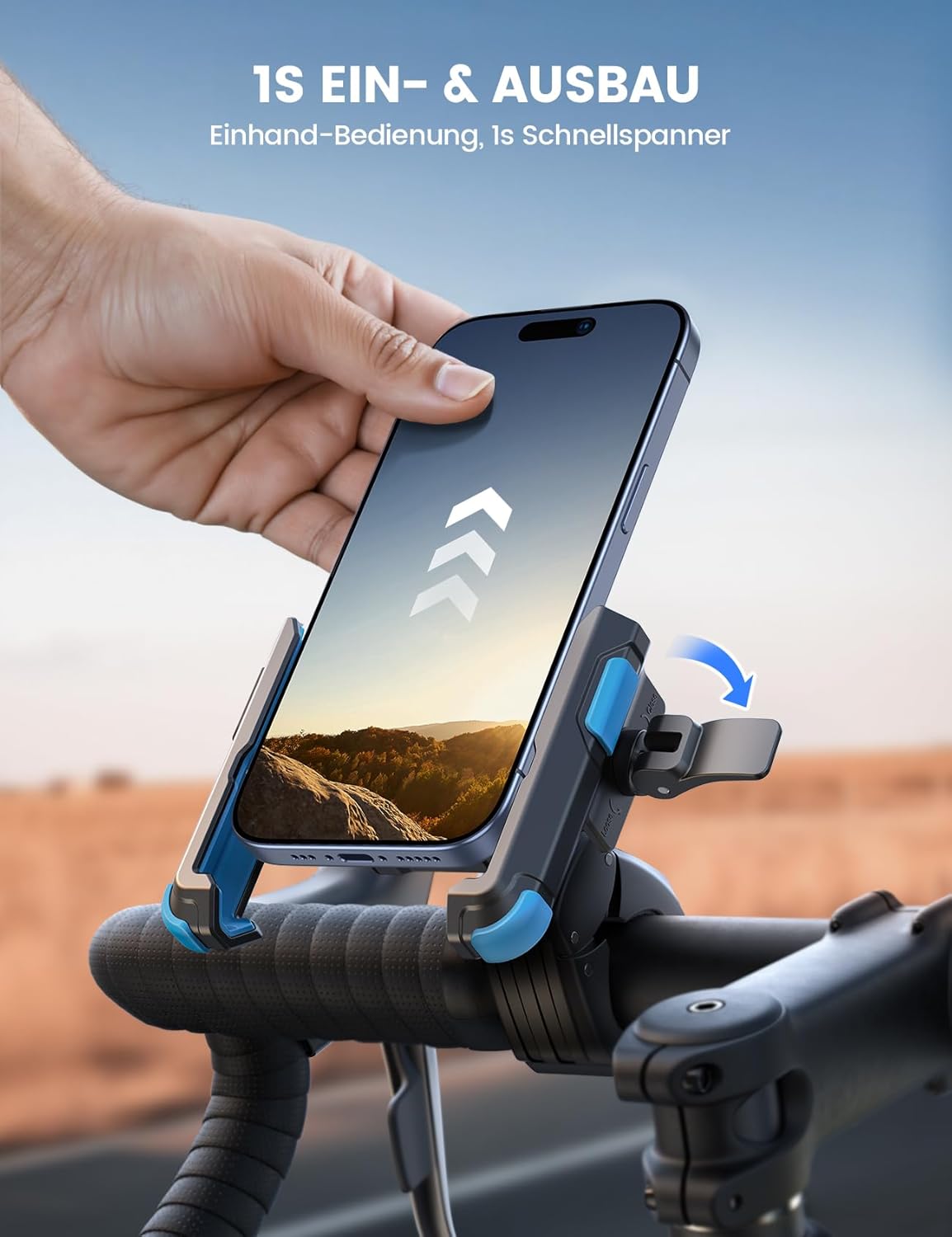 Fahrrad Lenkerhalterung 360° Universal mit 1S Sperre Handyhalterung