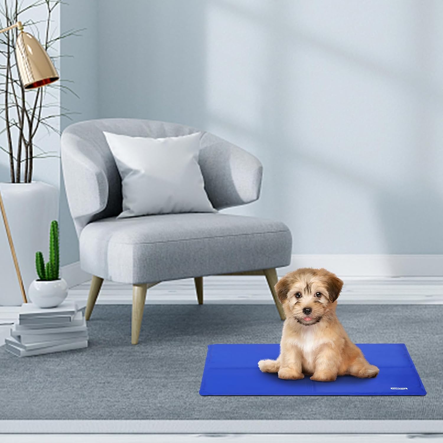 Nobleza Kuehlmatte fuer Hunde 65x50 cm Blau selbstkuehlend Gel 1cm-2cm