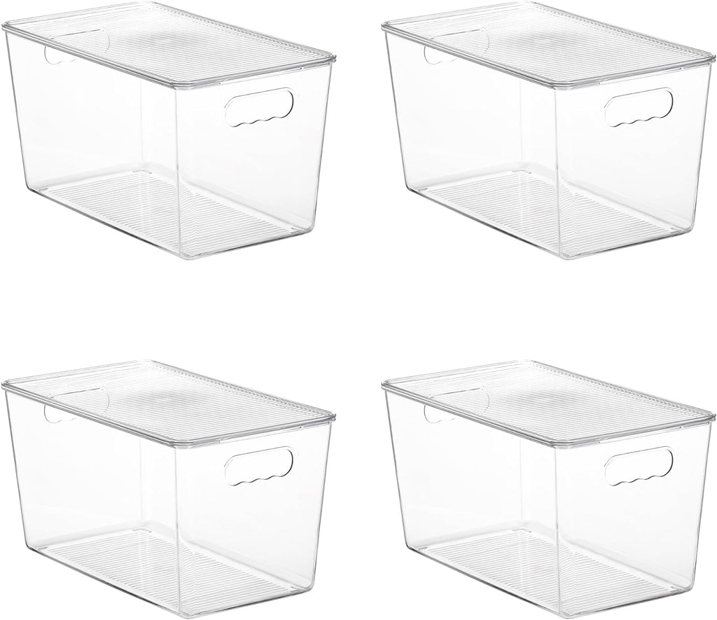 Aufbewahrungsbox Kunststoff mit Deckel 6er Set stapelbar Organizer