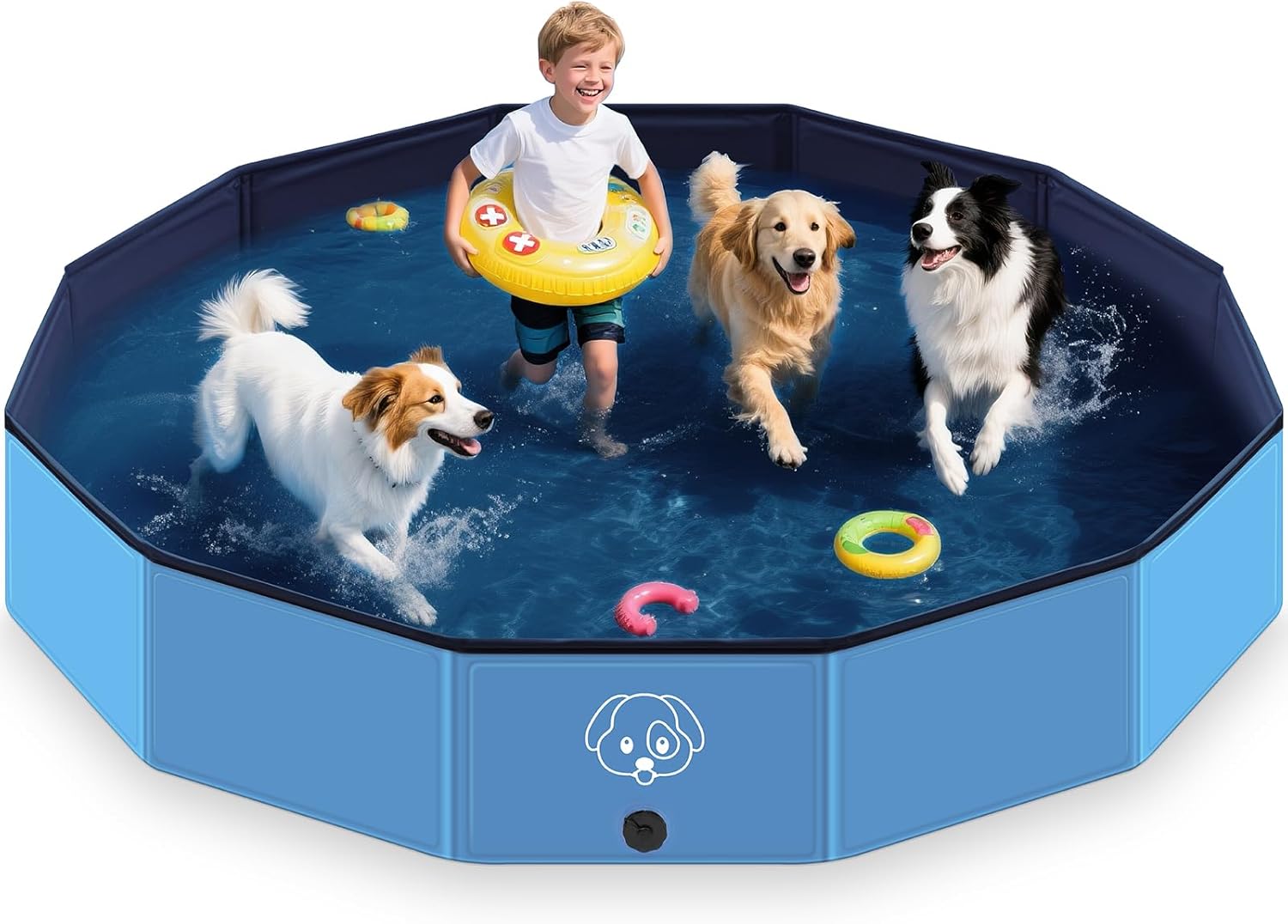 Hundepool faltbar PVC 120 x 30 cm Anti-Rutsch Planschbecken 20cm-30cm