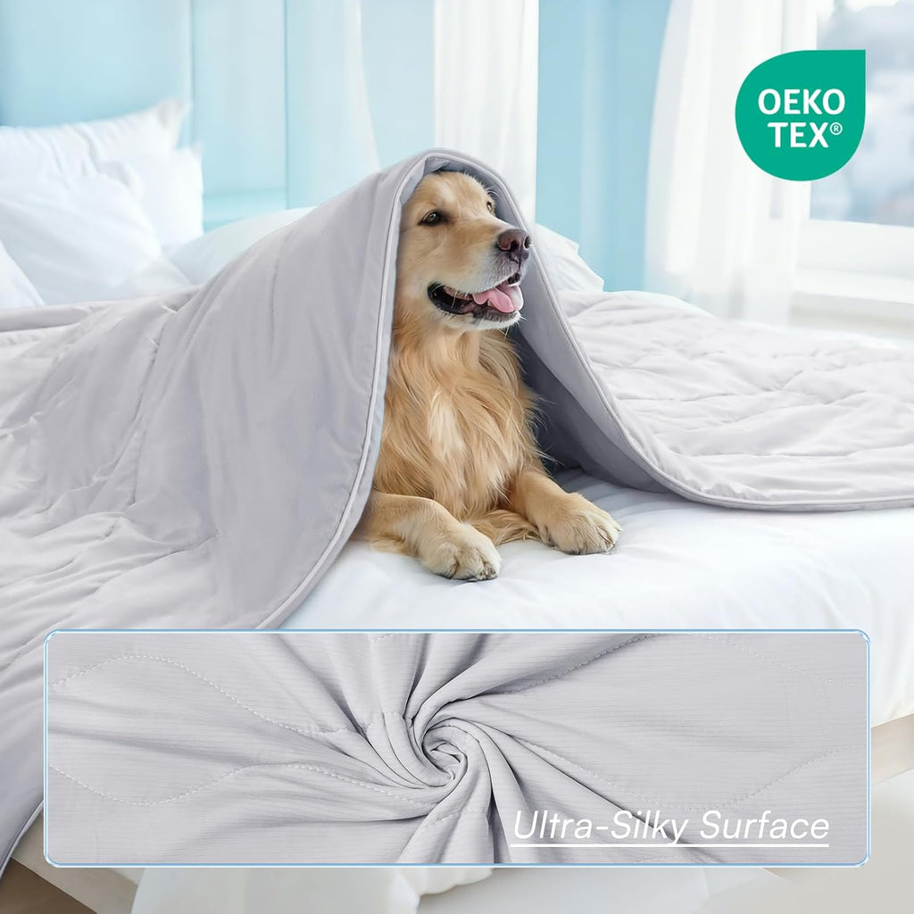 luciphia Kühlmatte Hund Katze L 102x153 cm Hellgrau Halsumfang 89cm-204cm
