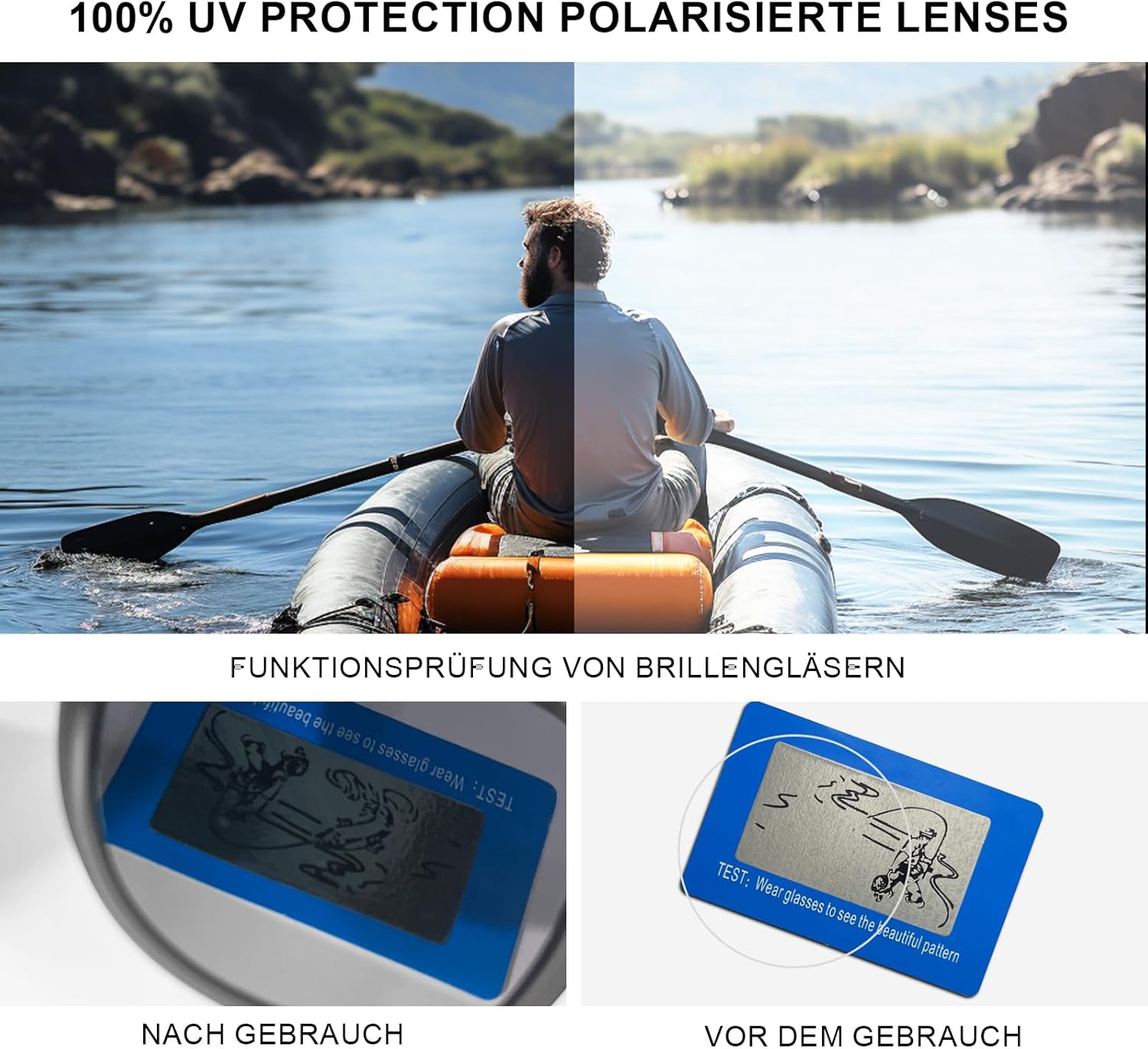 Polarisierte Sonnenbrille Herren Damen Halbrahmen Schwarz UV400 Retro