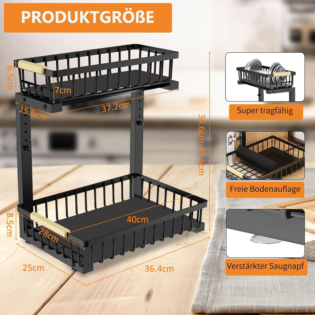 Unter Waschbecken Organizer 2 Etagen Ablage Regal fuer Kuechenschrank
