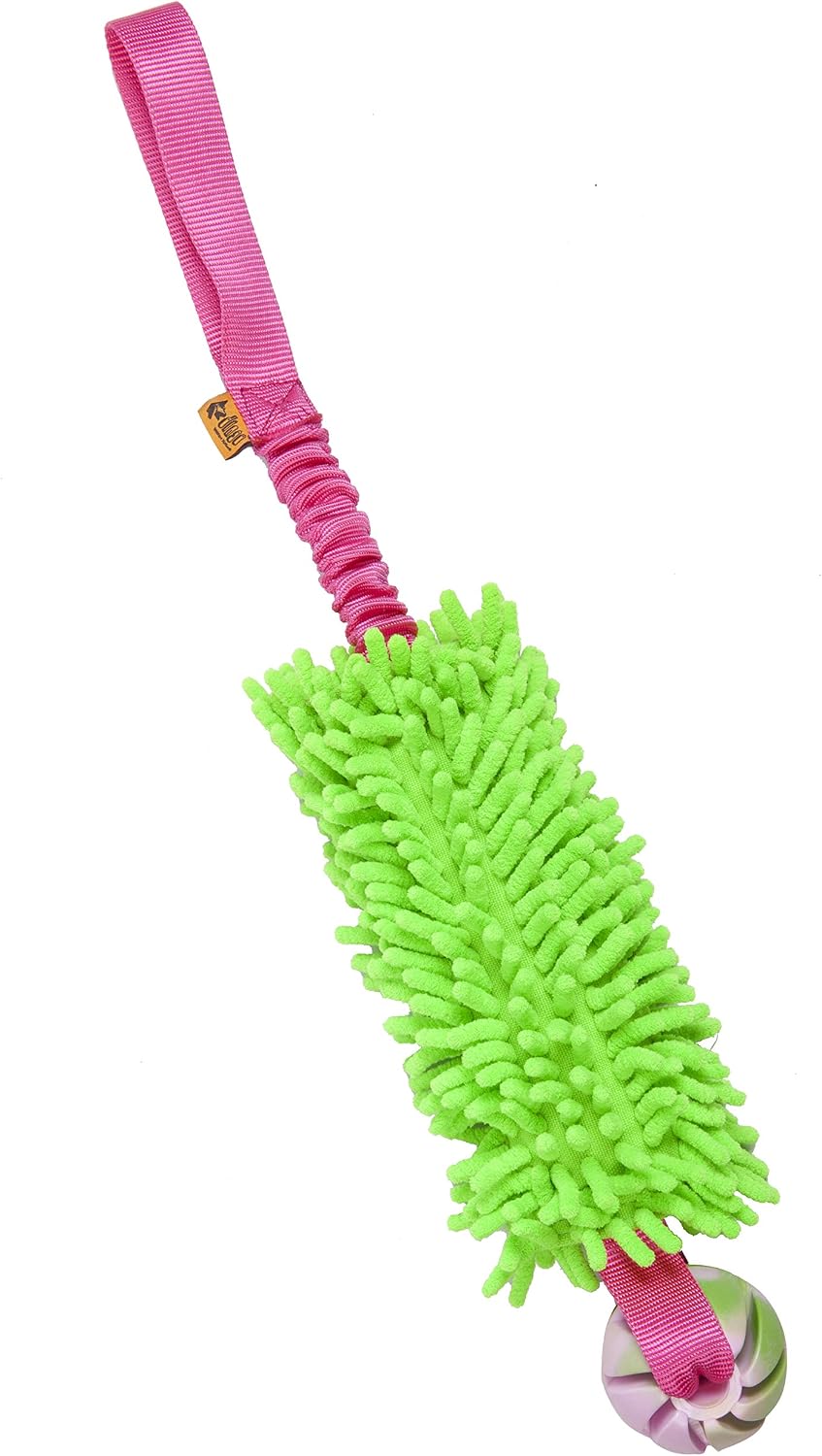 Dingo Mop Bungee Hundespielzeug Gruen Mikrofaser Vanille Duft Tauzieh Ball