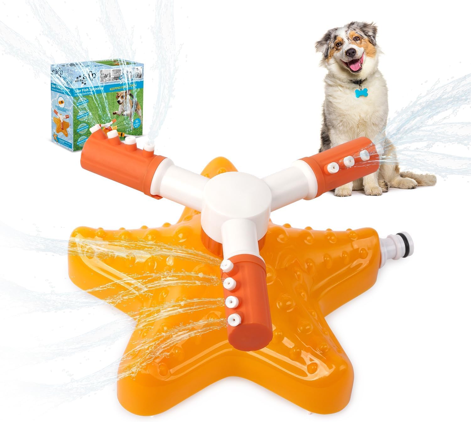 All For Paws Chill-Out Hundewasser-Sprinkler 360° Drehung Garten Spielzeug