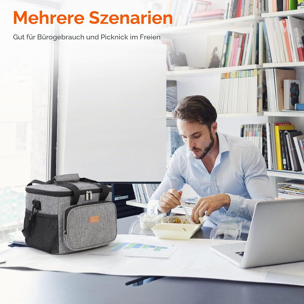 Lifewit Kuehltasche faltbar Isolierte Thermotasche Umhaengetasche Grau