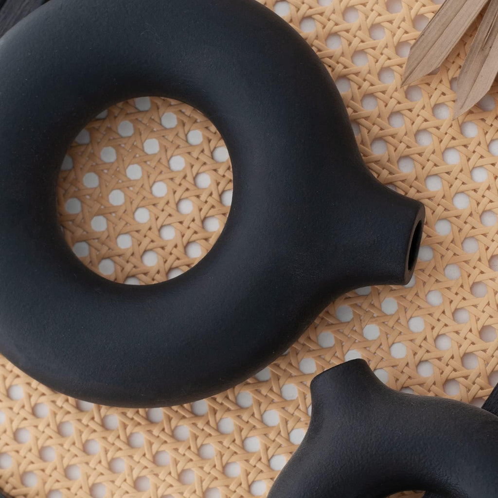 Donut Vasen 2er Set Weiss Matt Boho Nordic Deko Keramikvase