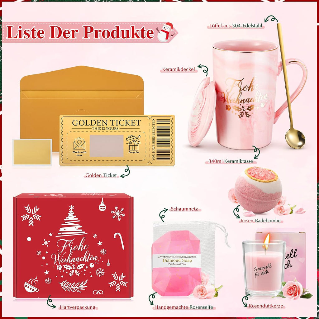 Geschenkset fuer Frauen Kaffeetasse Geburtstag Valentinstag Jahrestag