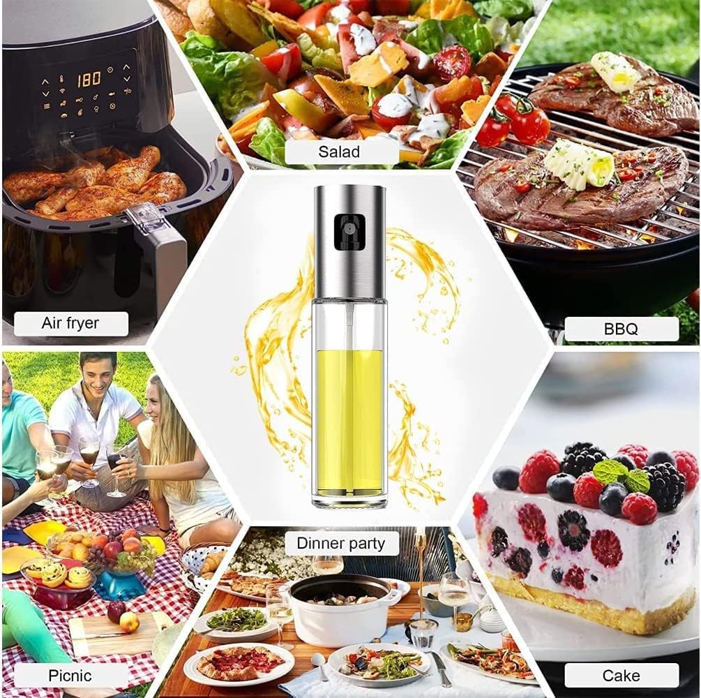 2er Set Glas Spruehflaschen fuer Oel und Essig Kueche BBQ