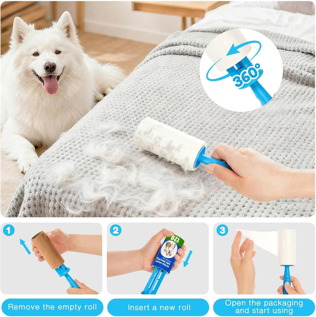 Fusselroller 10 Rollen à 120 Blatt extra stark mit 2 Griffen fuer Kleidung Sofa H