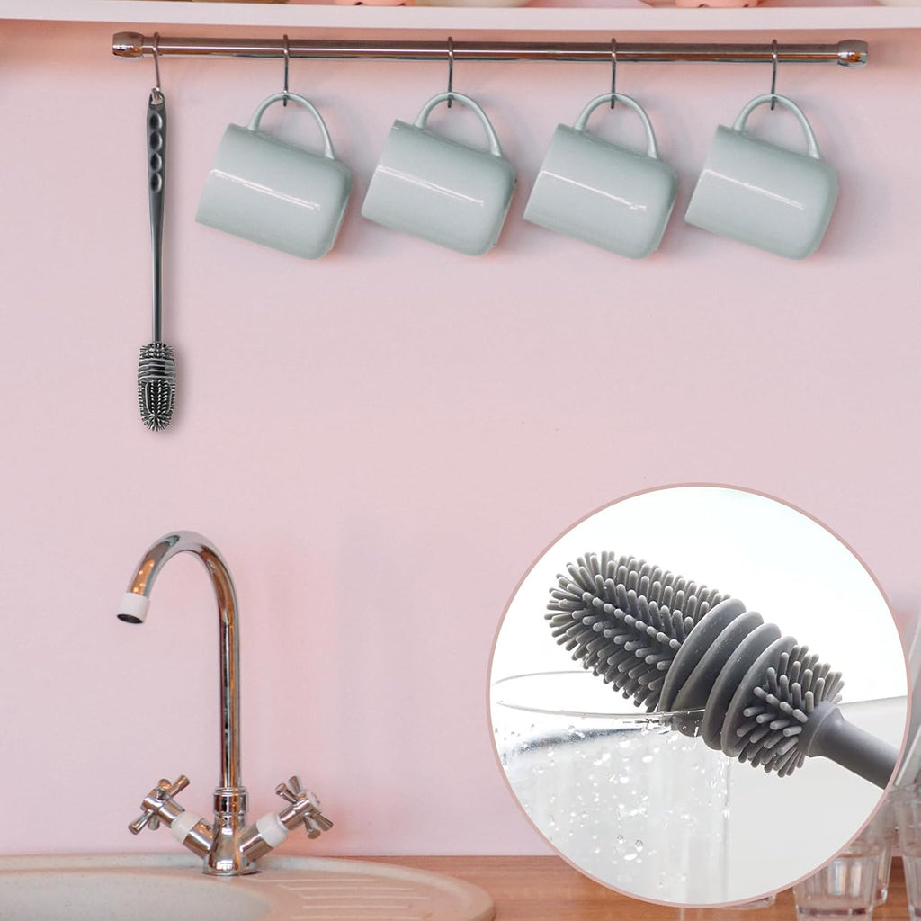 Waterdrop Flaschenbuerste lang fuer schmale Sportflaschen Grau