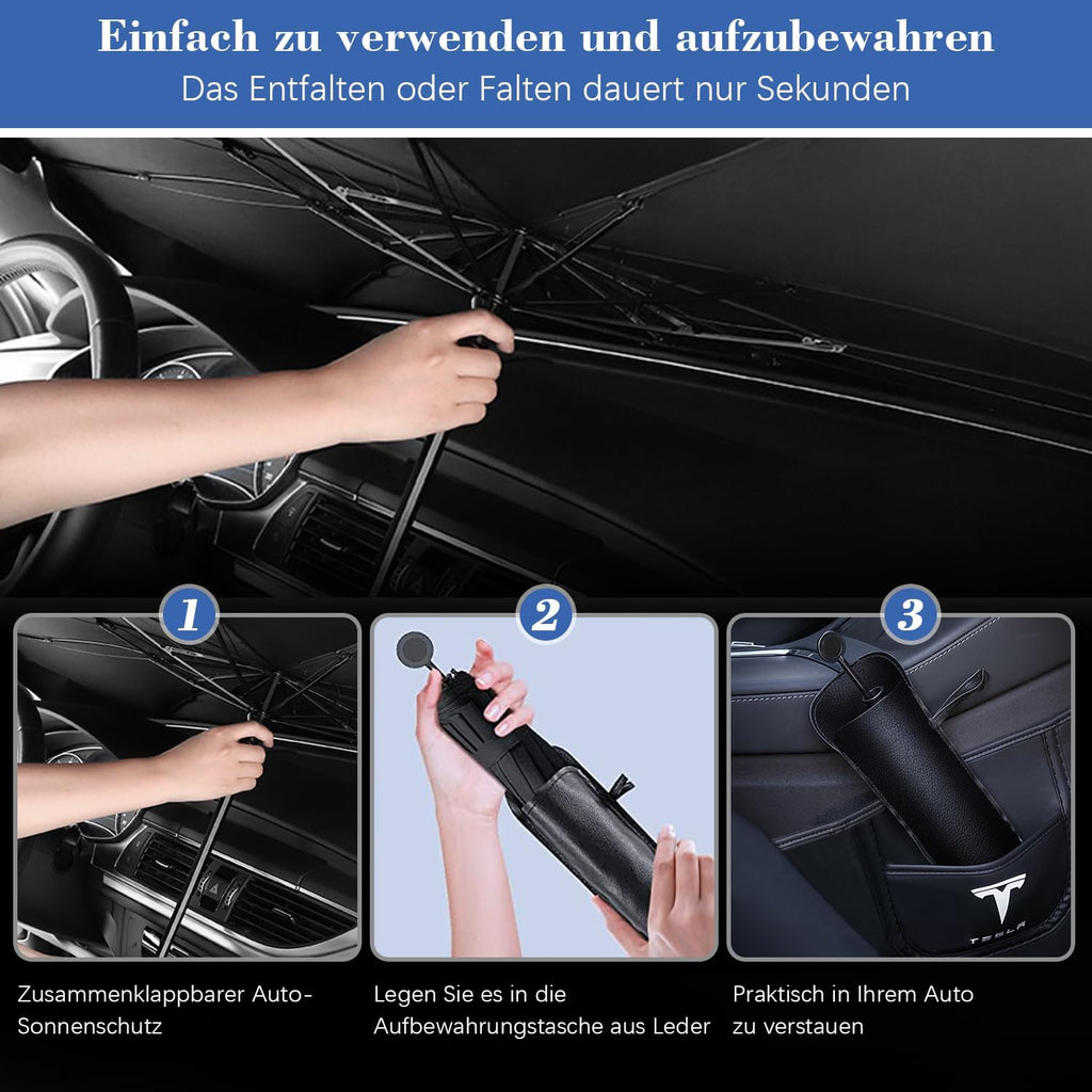 RnCop Faltbare Sonnenblende Frontscheibe Carbon 145x83 cm fuer 79cm-83cm