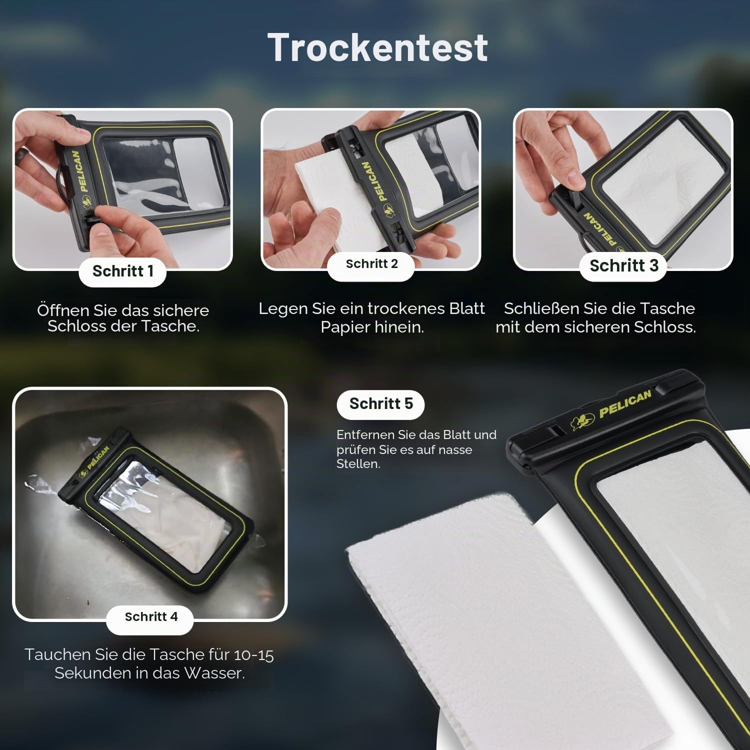 Pelican wasserdichte Handyhuelle IP68 schwimmend fuer iPhone 15/14/13 Pro Max