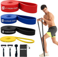 SURFOU Fitnessbaender Set 4 Widerstandsstufen mit Tueranker und Griffen