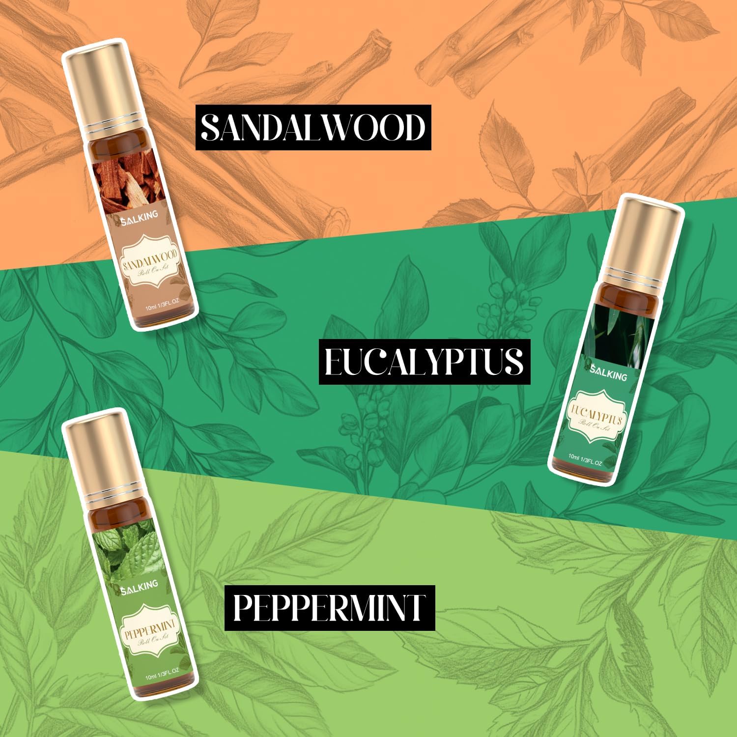 SALKING Roll-On 6x10 ml aetherische Oele Aromatherapie Geschenkset Entspannung