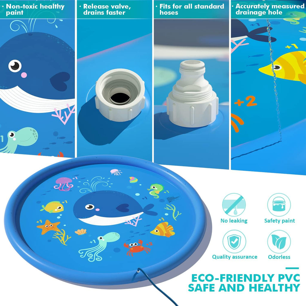 Peradix Splash Pad 170 cm Sprinkler Spielmatte Wasserpool Kinder Garten