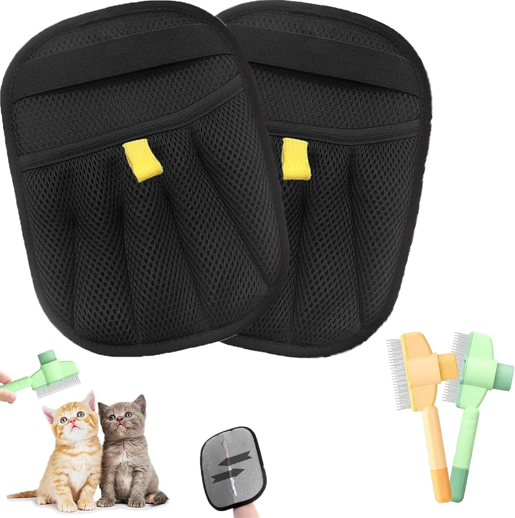 Tierhaarentferner Handschuh fuer Katzen Fellpflege Massage 4er Set