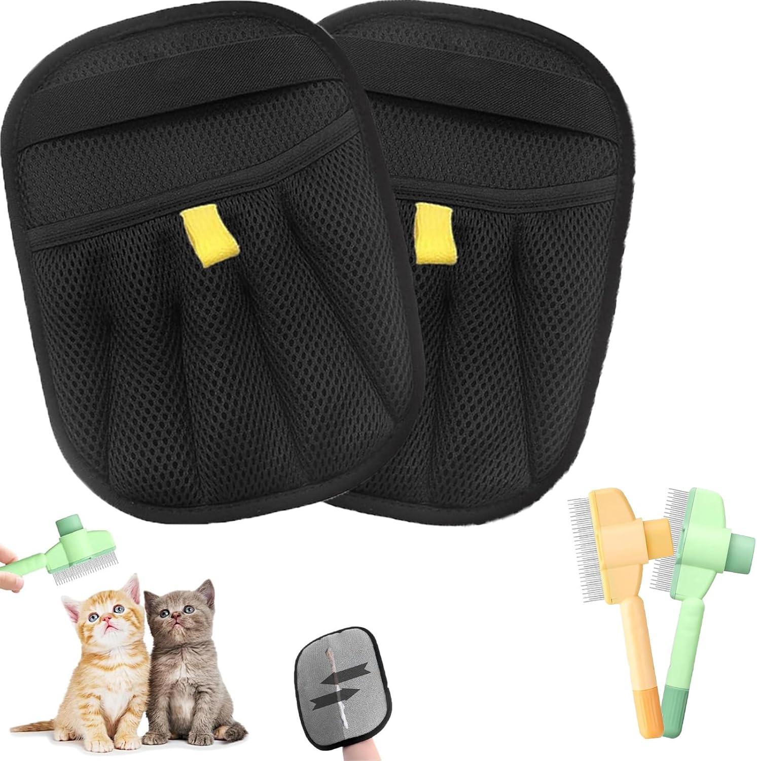 Tierhaarentferner Handschuh fuer Katzen Fellpflege Massage 4er Set