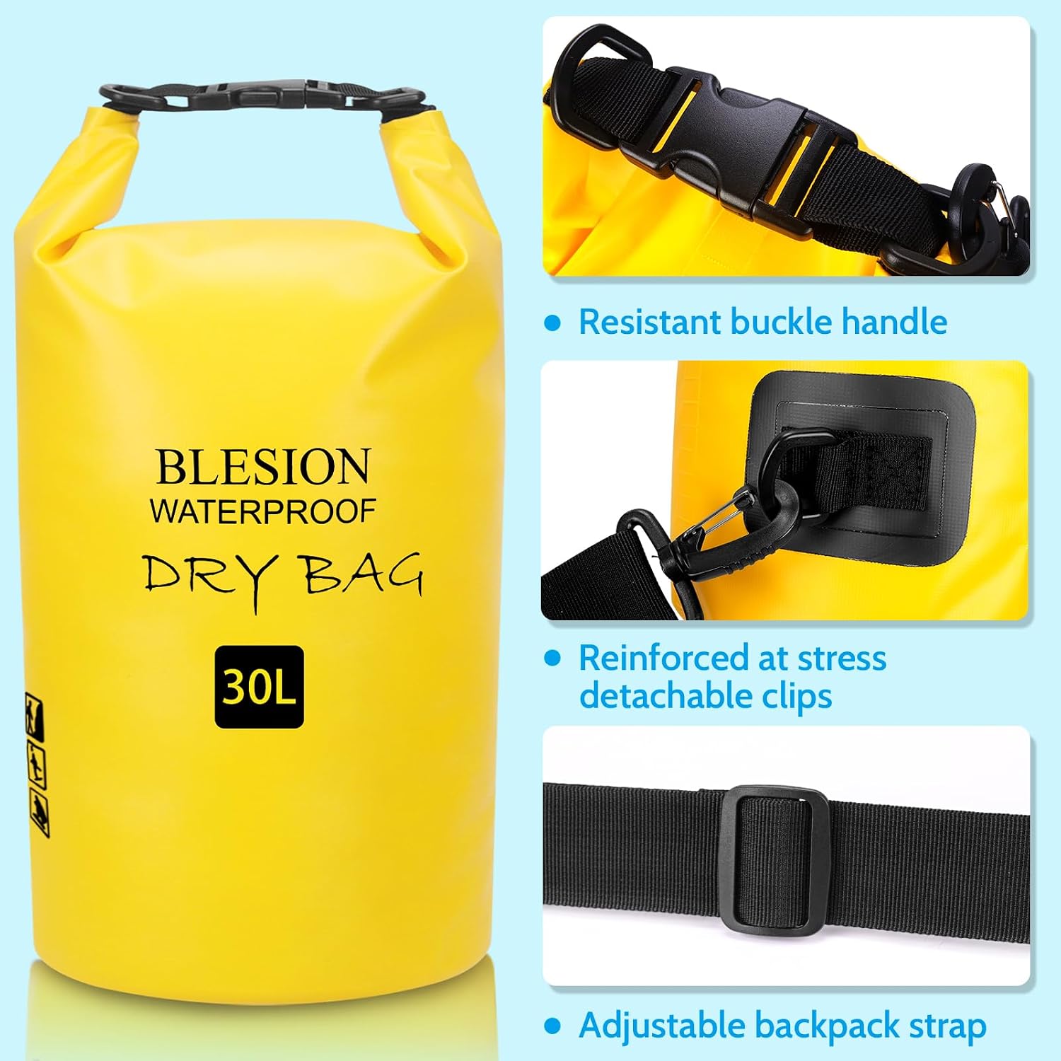 BLESION Dry Bag wasserdichte Tasche mit Schultergurt fuer Kajak Angeln Wan