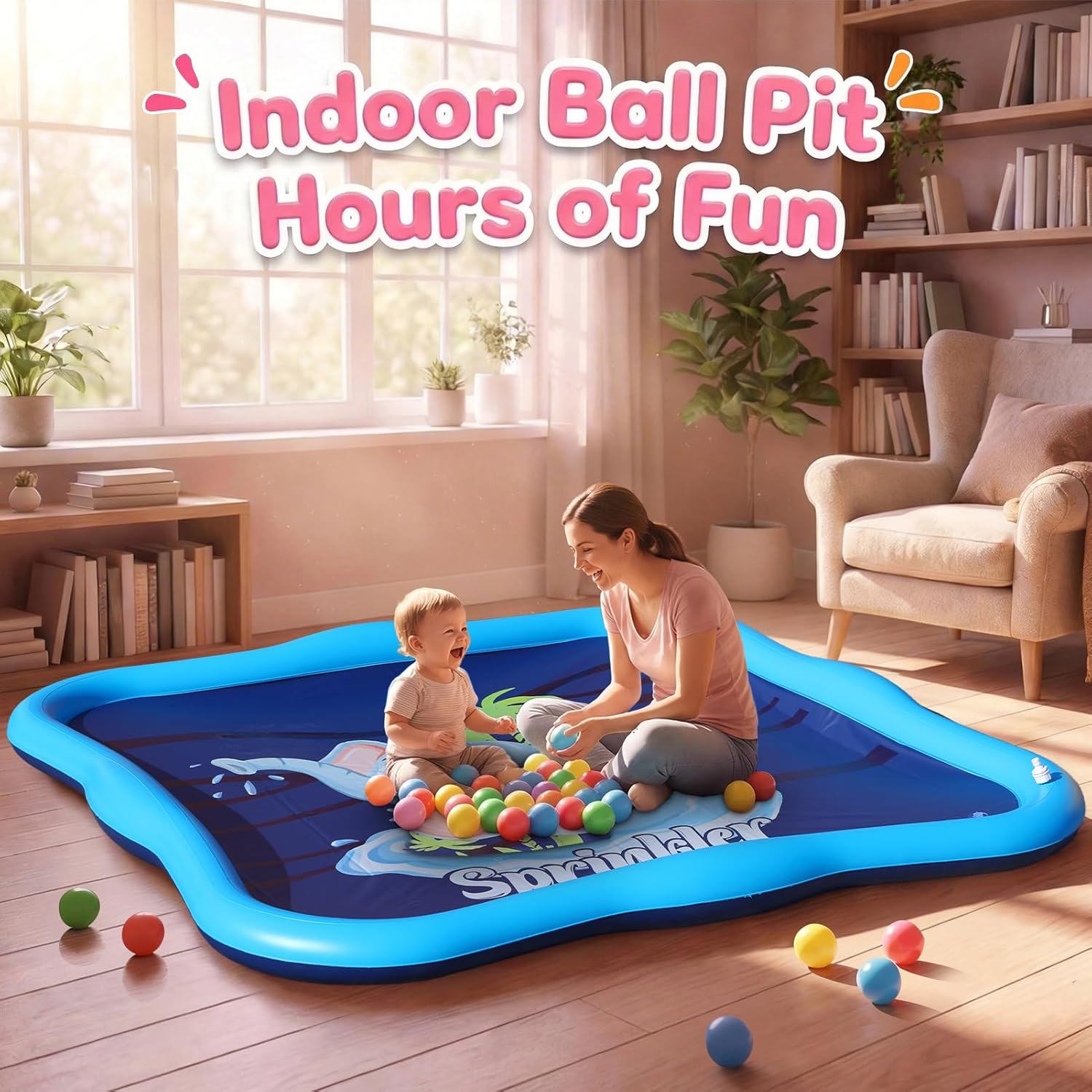 Luxfero Spritzmatte 210 cm Elefant Wasser-Spielmatte mit verstellbarer Duese