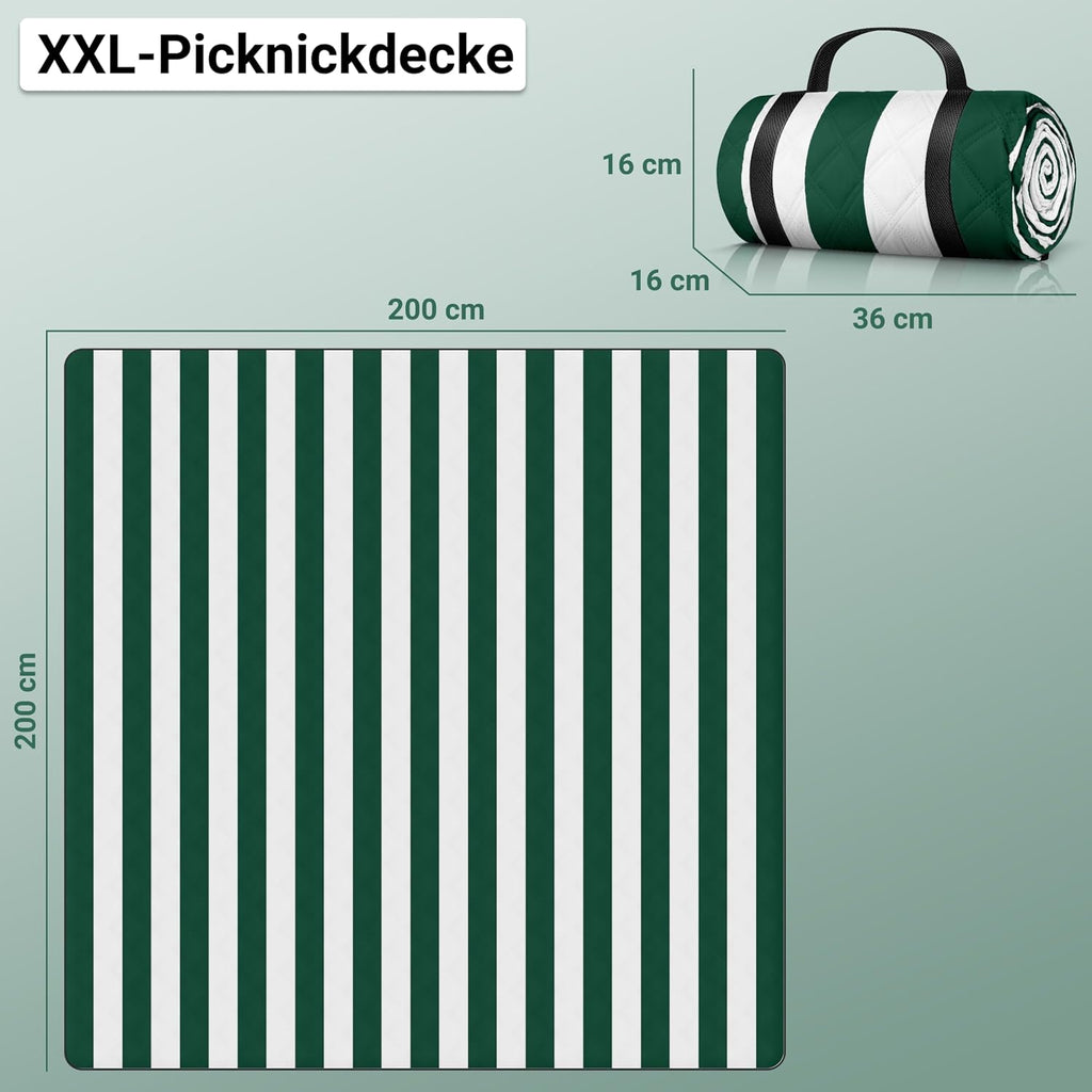 HOEL Picknickdecke 200x200 cm wasserabweisend isoliert gepolstert XXL