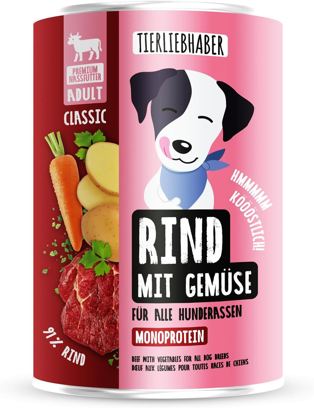 TIERLIEBHABER Nassfutter Rind mit Gemuese 91% Fleischanteil