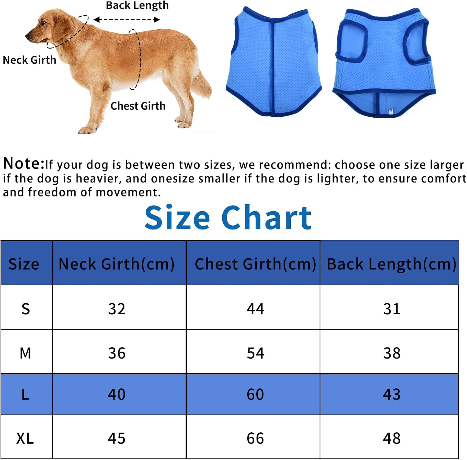 Kuehlweste Hund Sommer kuehlend atmungsaktiv Aermellos Hundemantel Groesse S