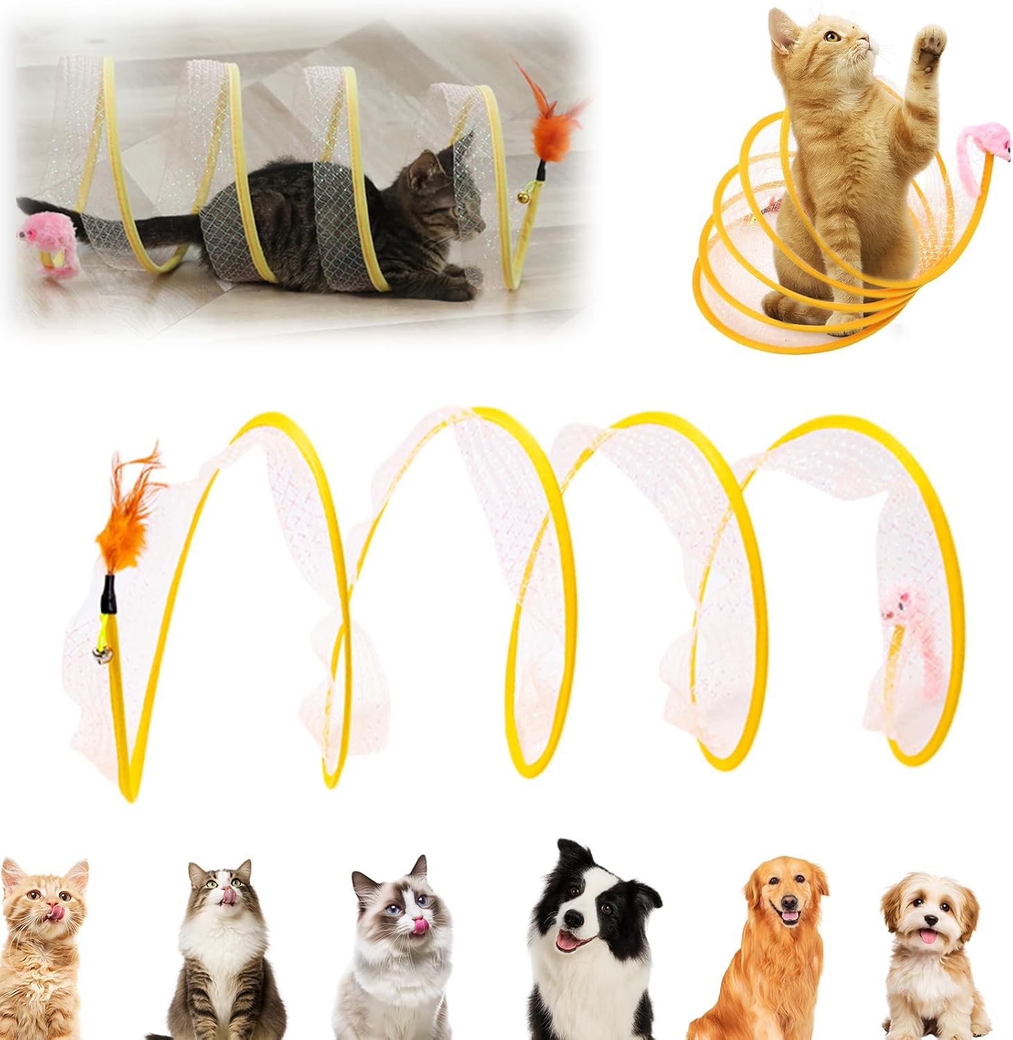 Katzentunnel Spiral Spieltunnel für Katze und Kleintiere Kaninchen