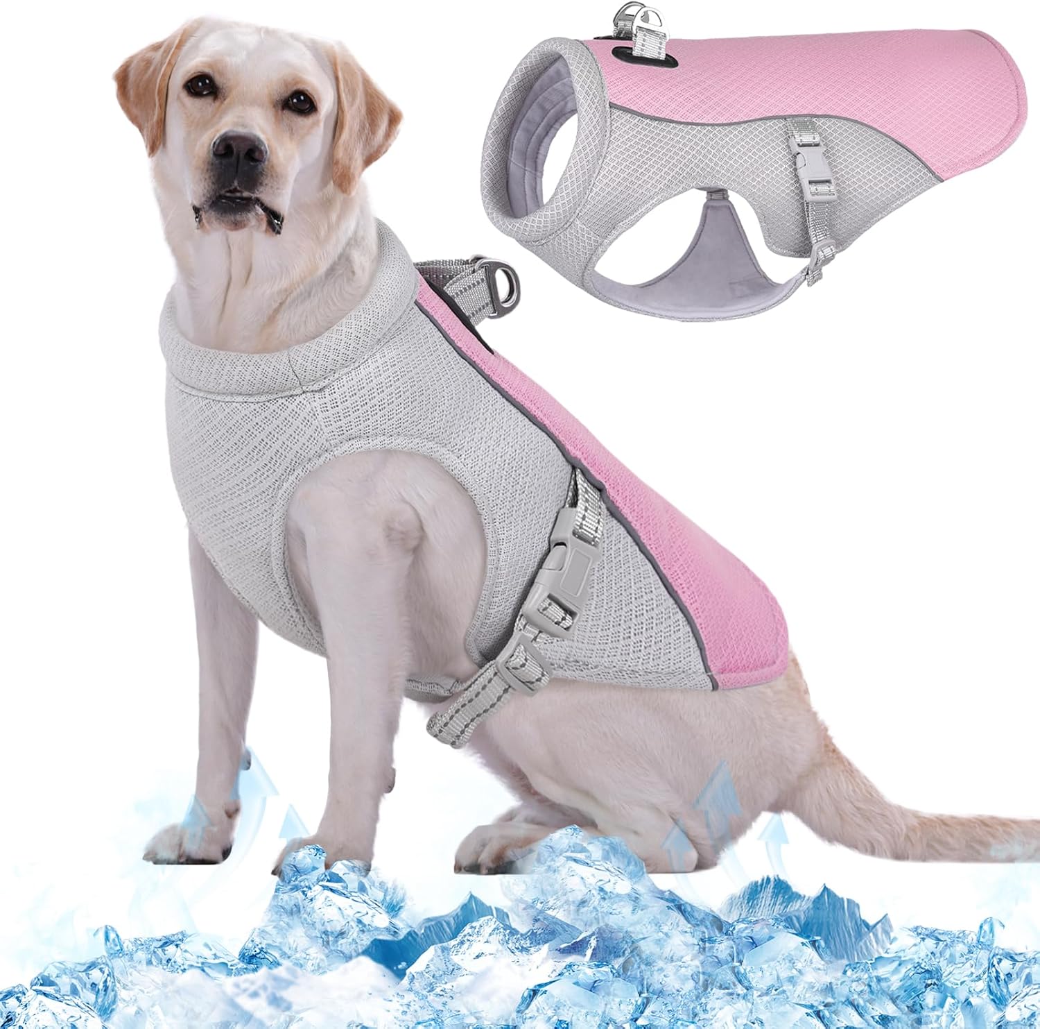Kuoser Kuehlweste Hund verstellbar reflektierend 48cm-110cm Sommer Outdoor