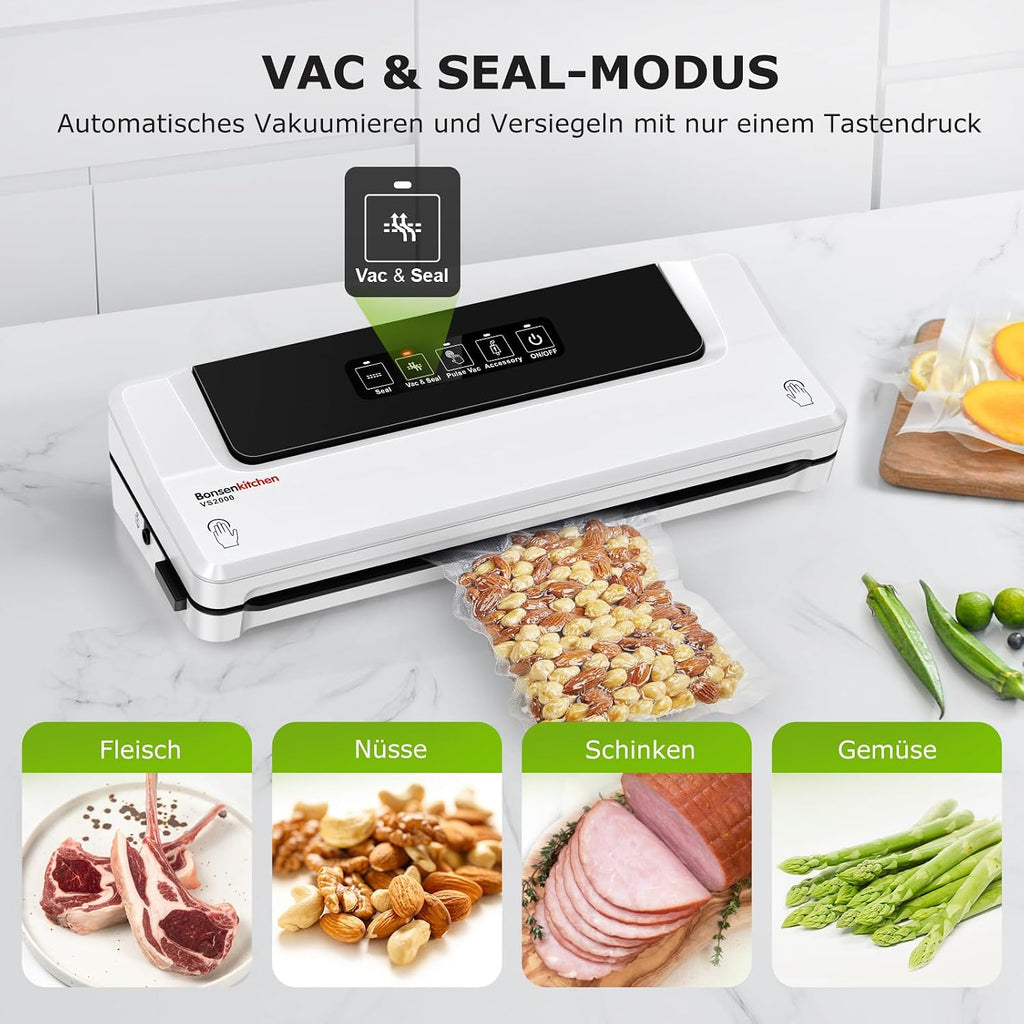BONSENKITCHEN Vakuumiergeraet kompakt fuer Sous Vide - schnell vakuumieren