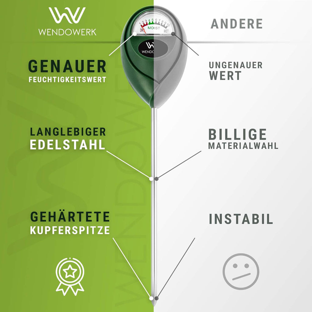 Wendowerk Bodenfeuchtemesser Pflanze gruen/schwarz ohne Batterie Analoger Tester