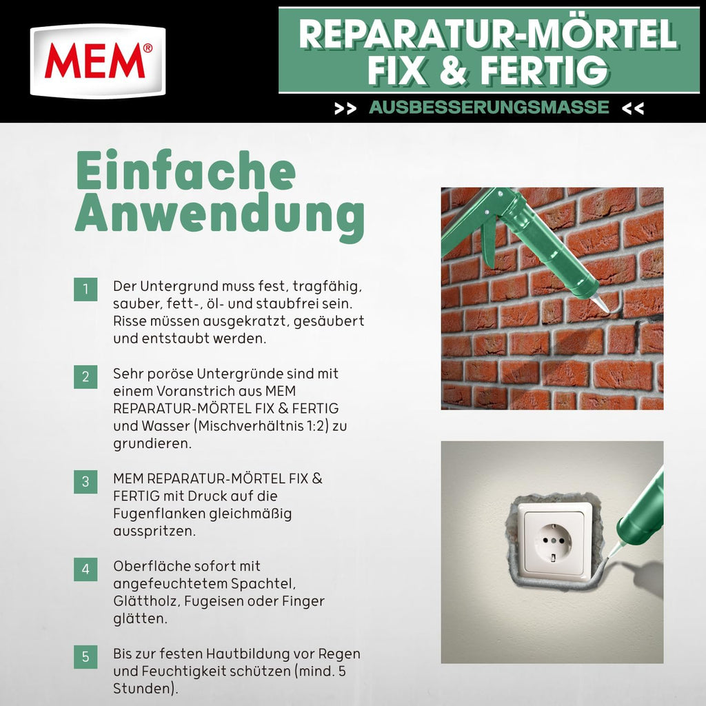 MEM Reparaturmoertel Zementgrau fuer Innen und Aussen