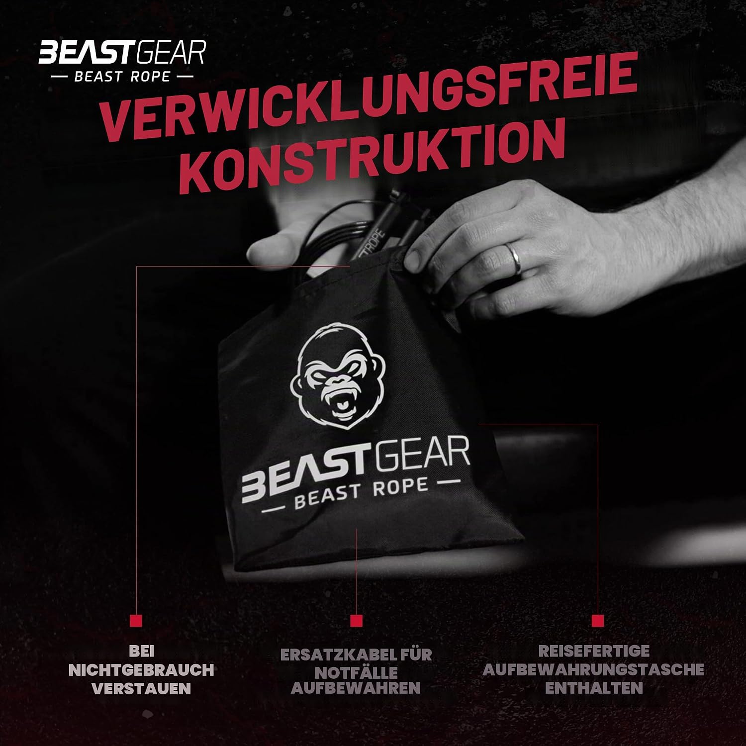 Beast Gear Speed Springseil verstellbar Stahl-Fitnessseil fuer MMA HIIT