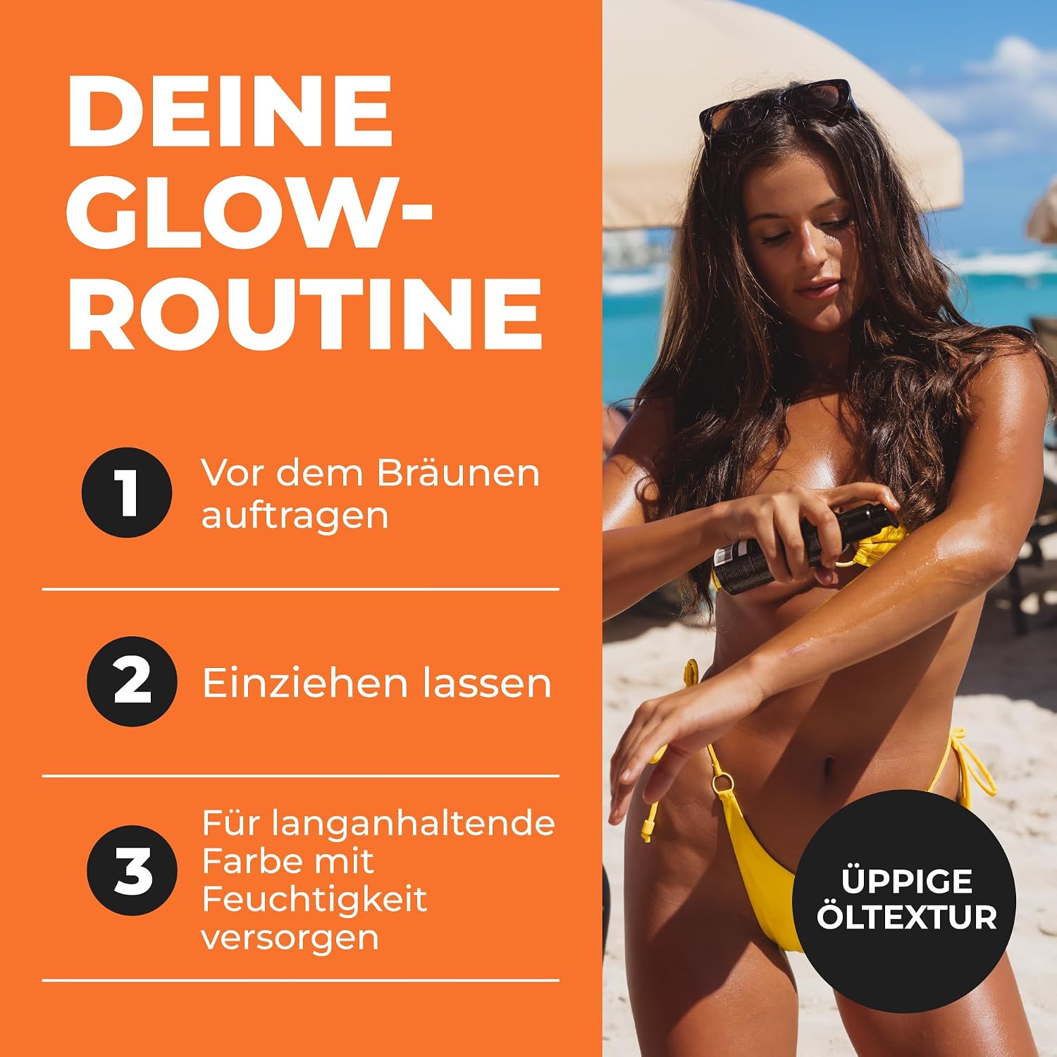 BYROKKO Shine Brown Braeunungsoel 150 ml fuer Sonne & Solarium mit Kokos Walnuss Ha