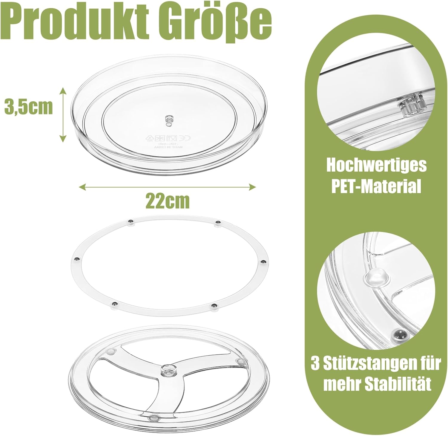 Drehteller Kuehlschrank Organizer Lazy Susan Gewuerzregal 22cm-23cm