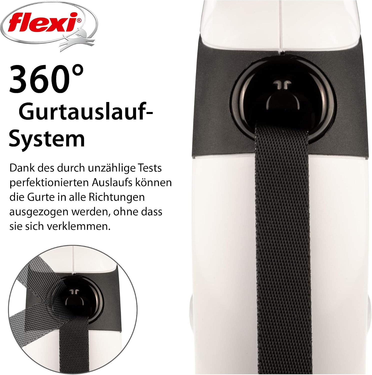 flexi One Gurt-Rollleine 5 m fuer Hunde bis 30 kg weiss-schwarz, 282 g