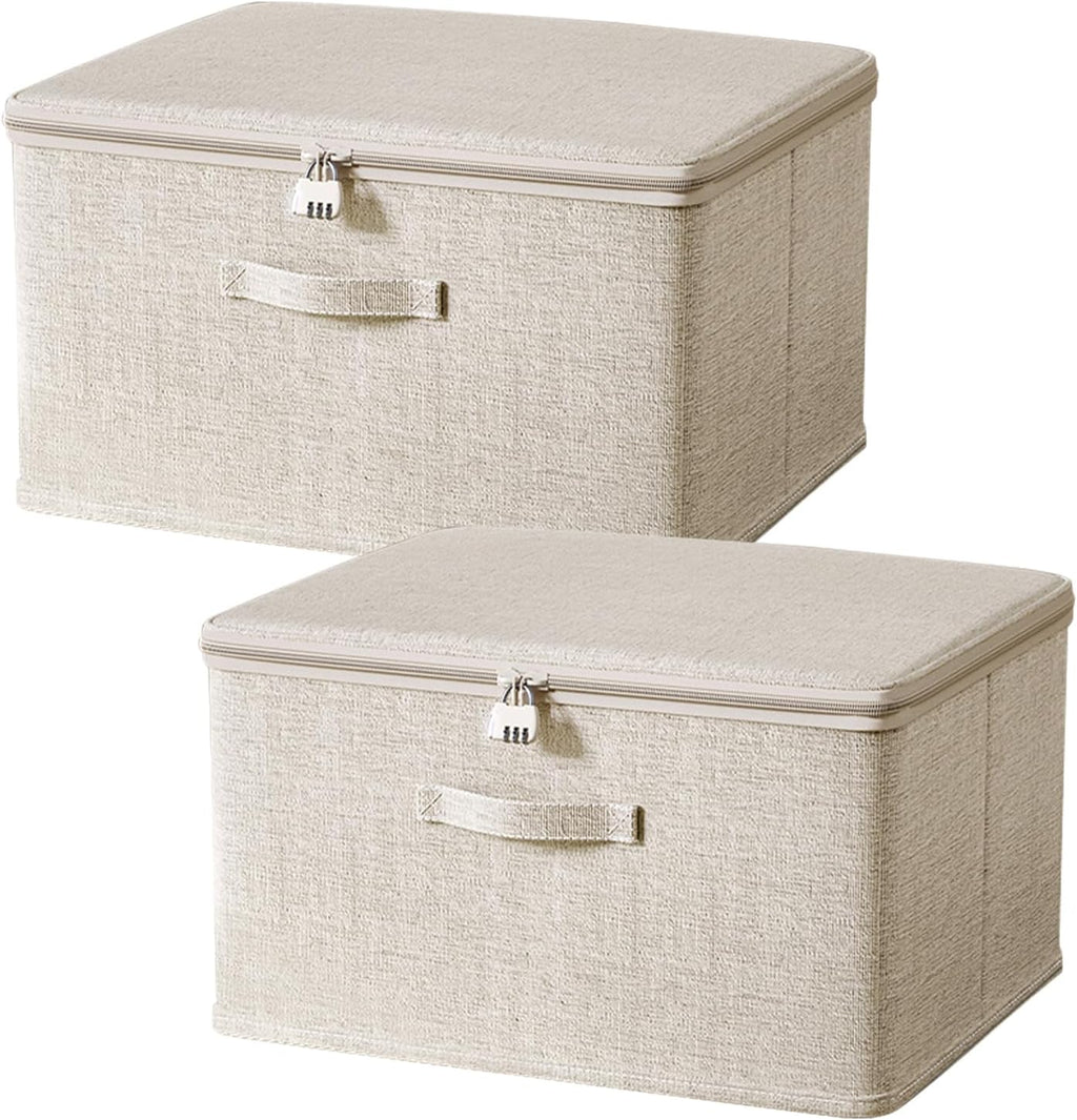 Aufbewahrungsbox faltbar Baumwolle Leinen abschließbar 30x20x14cm 14cm-26cm