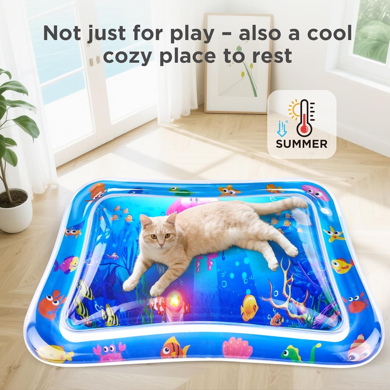 LED Wasserspielmatte fuer Katzen Sensor Spielmatte verdickt Indoor Outdoor