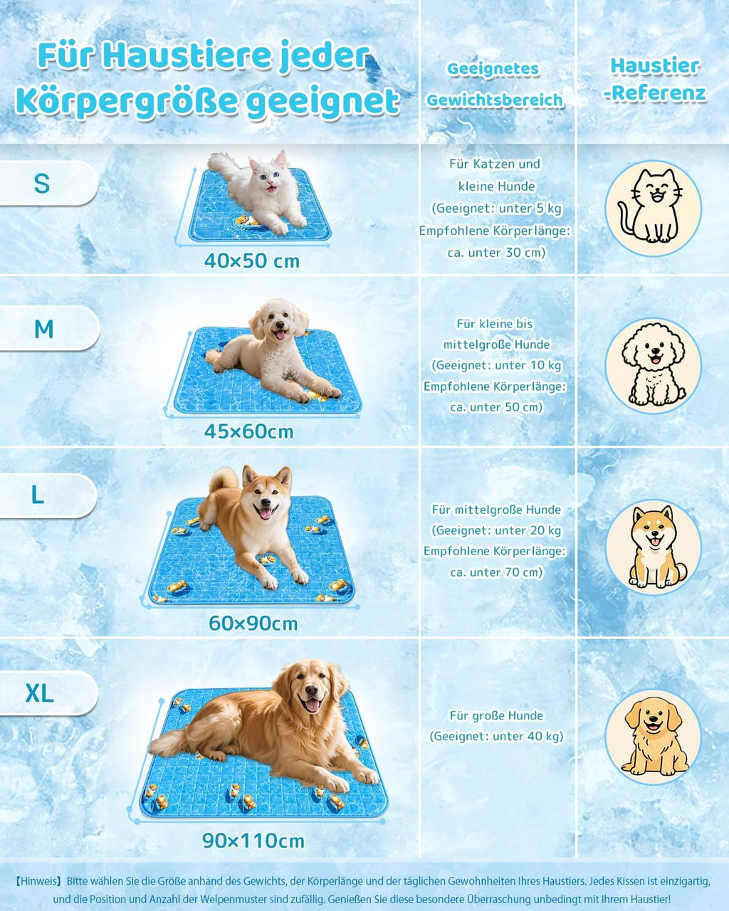 Hundekuehlmatte 60x90 cm selbstkuehlend waschbar und krallenfest