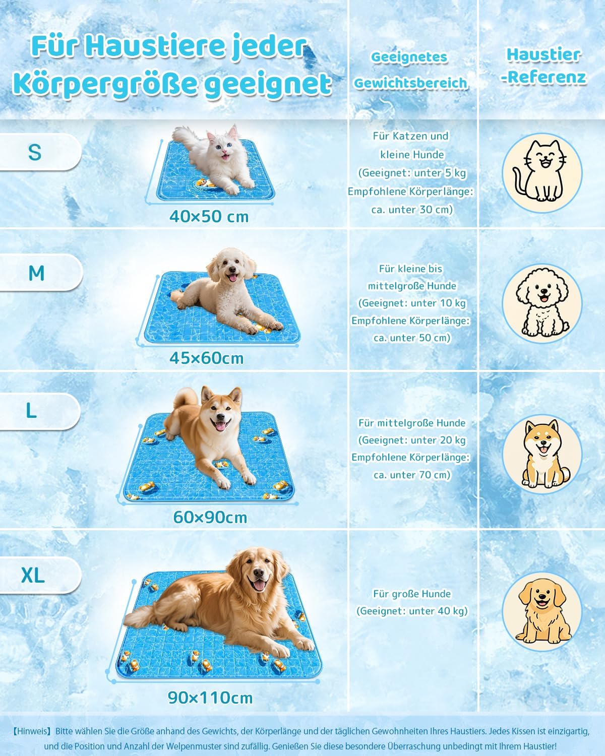 Hundekuehlmatte 60x90 cm selbstkuehlend waschbar und krallenfest