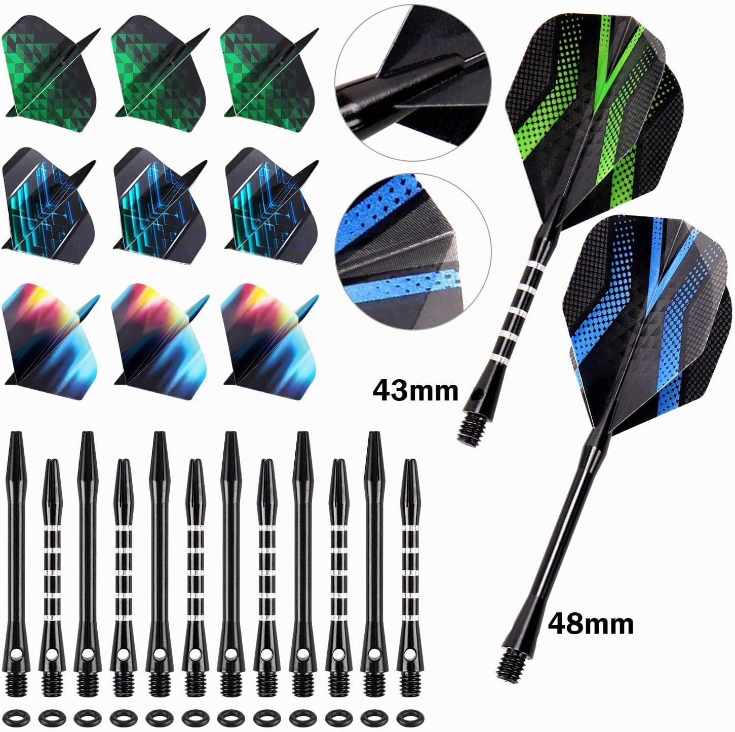 Grebarley Steeldarts Profi Dartpfeile mit Metallspitze 12 Stueck Set