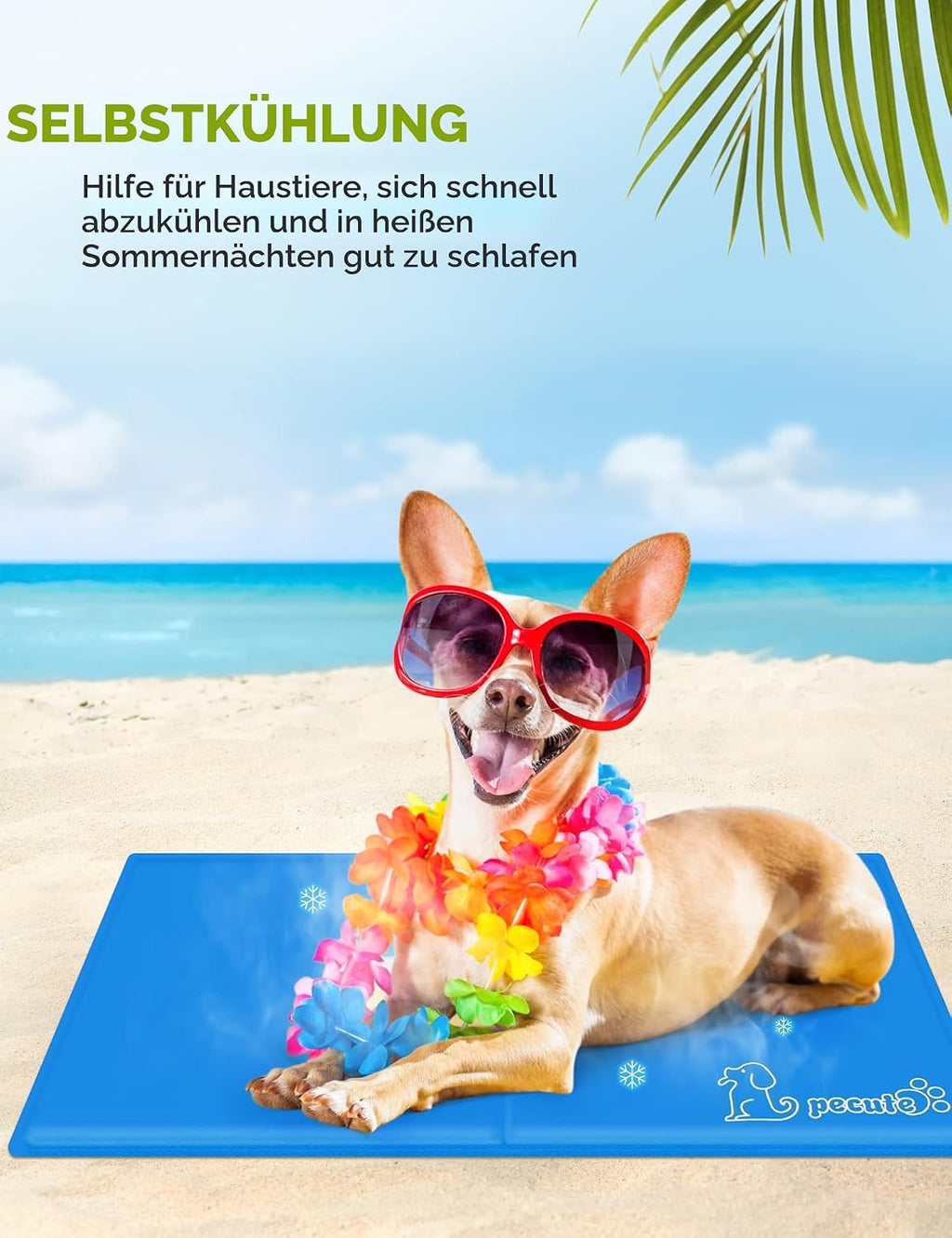 pecute Kühlmatte für Hunde 1cm×140cm Oxfordstoff PVC 0,4mm kühlt