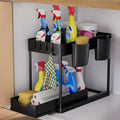 AIXPI 2‑stufiges Unter‑waschbecken Regal mit Haken und Tassenhalter, Schwarz