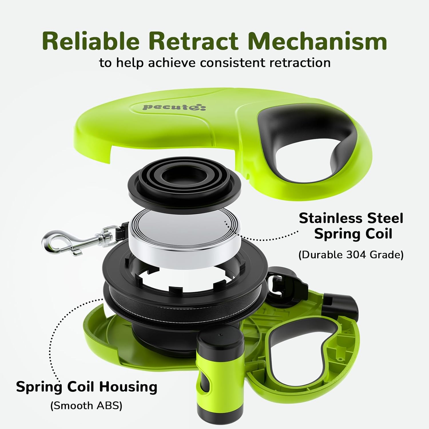 Pecute Rollleine 8m-10m 360° Anti-Verhedderung Stoppergriff bis