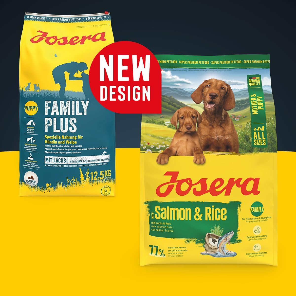 Josera Family Plus Trockenfutter Lachs & Gefluegel fuer Welpen & Mutterhuendin