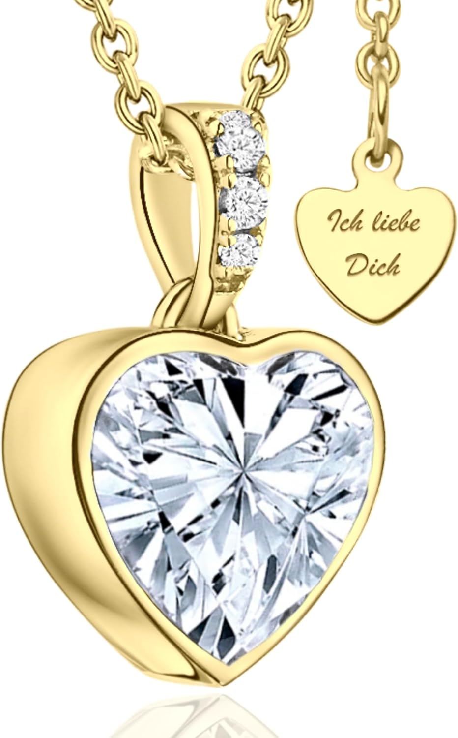 925er Silber Herz Halskette ICH LIEBE DICH Anhaenger Damen