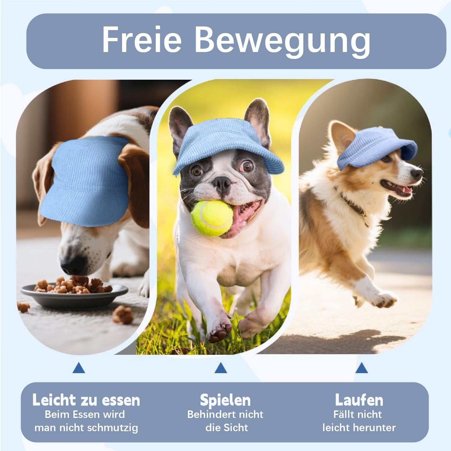 Hundesonnenhut mit Ohrloechern - Baseballmuetze fuer Welpen und Hunde